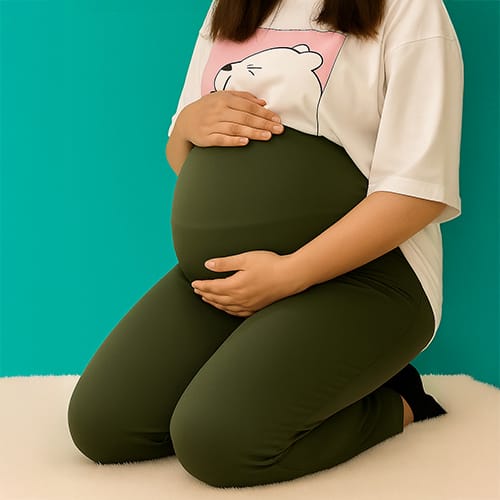 Maternity Comfort Pants – olive green side cut (for pregnancy, postpartum and plus size)