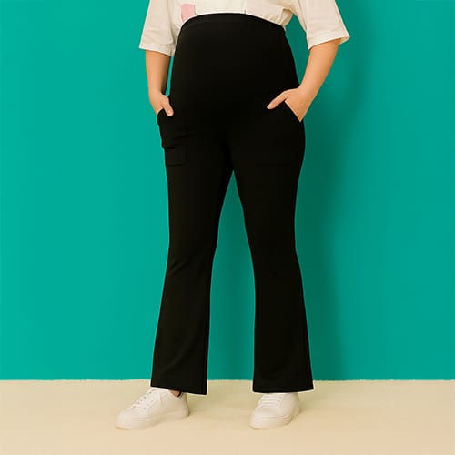 Maternity Comfort Pants – Black with pockets (for pregnancy, postpartum and plus size)