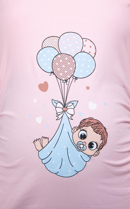 Baby in Swaddle Printed Maternity Pink T-Shirt
