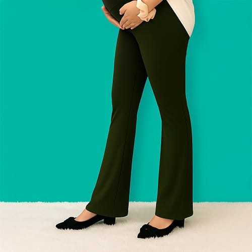 Maternity Comfort Pants – olive green side cut (for pregnancy, postpartum and plus size)