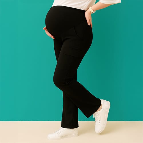 Maternity Comfort Pants – Black with pockets (for pregnancy, postpartum and plus size)